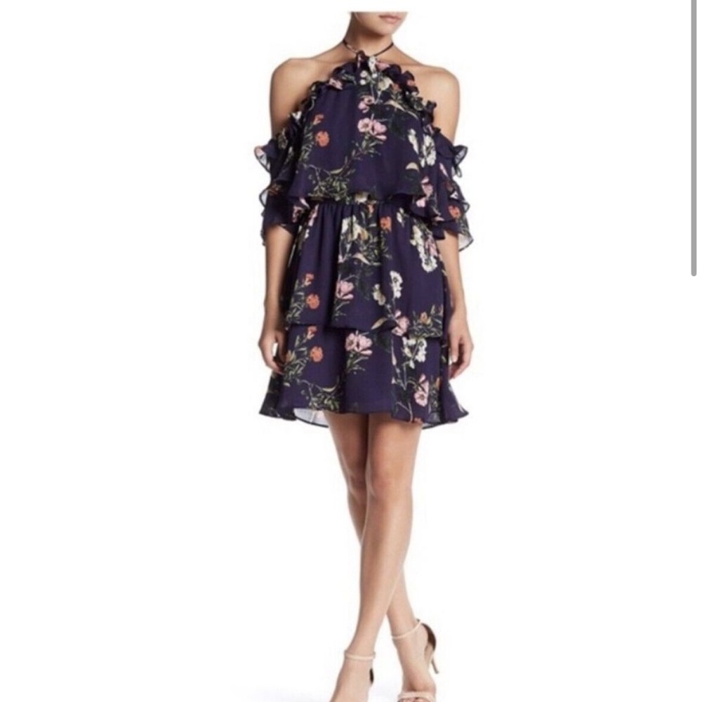 Parker Navy Daphne Floral Ruffle Mini Dress